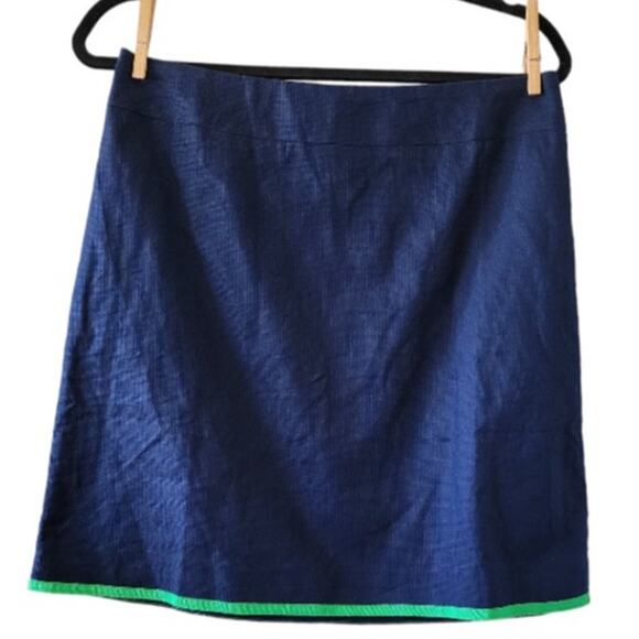 Reimagined by J.Crew Factory Tipped Skirt in Basketweave Navy Green Size 10 - Picture 2 of 8